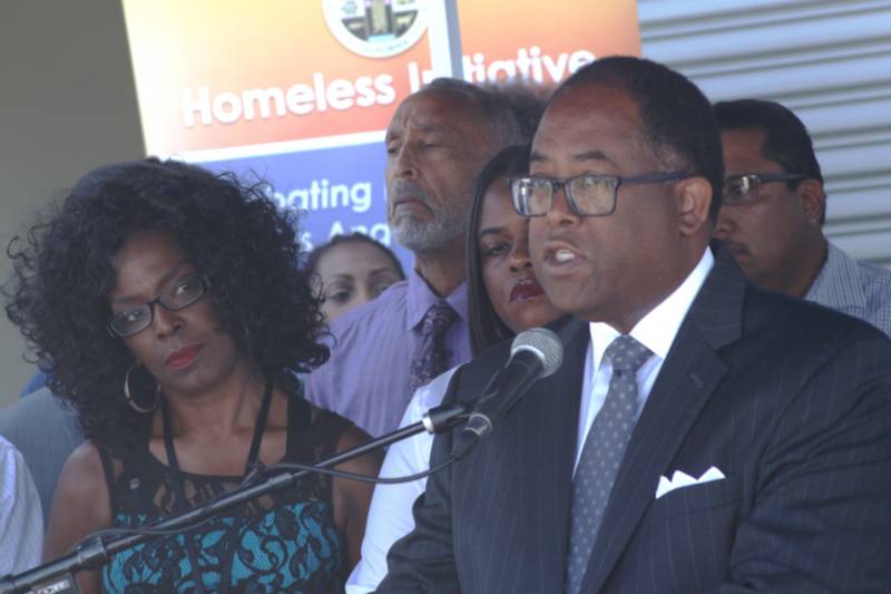 L.A. County Supervisor Mark Ridley Thomas at a recent in event in South L.A. trumpeting an increased outreach effort to bring the homeless off the street.