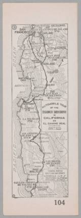 This 1915 map from the Automobile Club of Southern California is one of three maps designed to show Spanish-era missions laid out as an appealing road trip, each a day's journey from each other. 