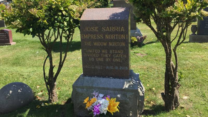 The grave of Jose Sarria at Woodlawn Cemetery in Colma.