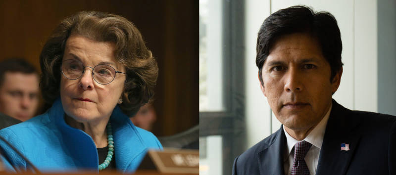 Sen. Dianne Feinstein and her main Democratic rival, Senate President Pro Tem Kevin de León.