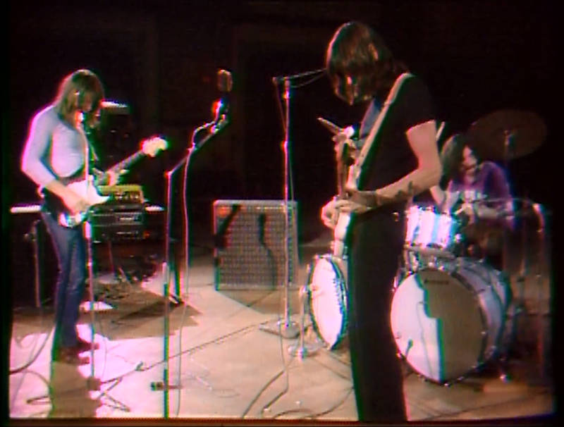 David Gilmour, Roger Waters and Nick Mason performing at the Fillmore Auditorium in 1970.