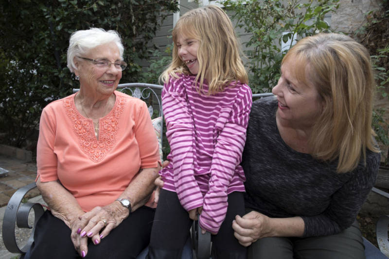 Lisa Patterson’s mother Helene Marhefka (L), Lisa's daughter Brooke Patterson and Lisa's oldest sister Roberta Marhefka spend time at the Paterson home in Lomita on Oct. 30, 2017.