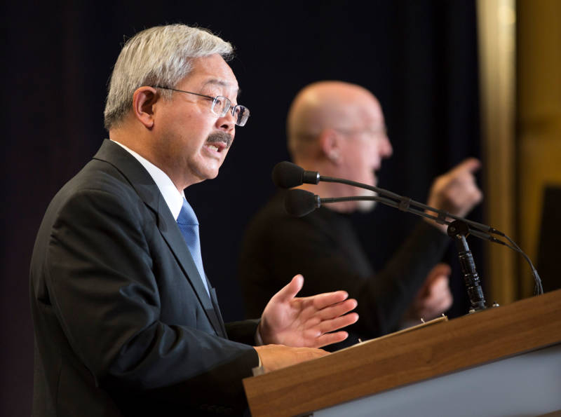Ed Lee delivers his State of the City Address on January 26, 2017. In part, Lee dedicated the speech to directly attacking President Trump's polices.