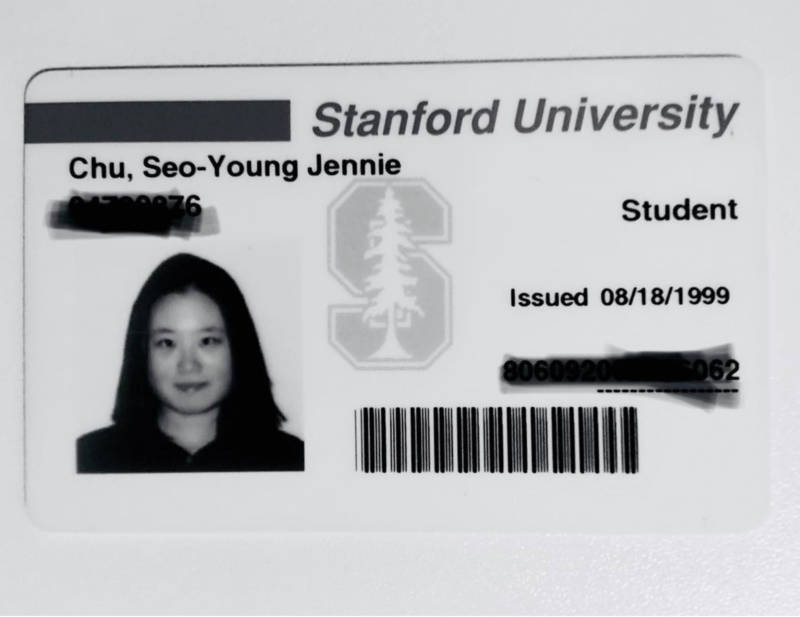 Seo-Young Chu's 1999 Stanford ID.
