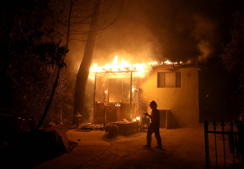 A home is consumed by the Thomas fire on Dec. 7, 2017 in Ojai.