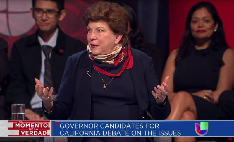 Candidate Delaine Eastin asks to speak during the forum.