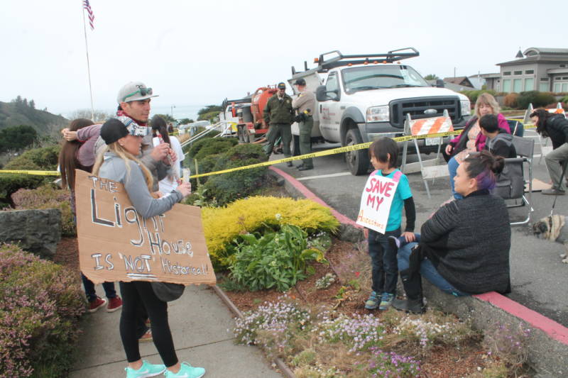 Families and descendants of the Tsurai Ancestral Village, part of the Yurok Tribe, staged protests and sit ins at the Trinidad Memorial Lighthouse for more than a week. They say they'll stay at the site until the Trinidad City Council and the Civic Club ensures that their village is safe.