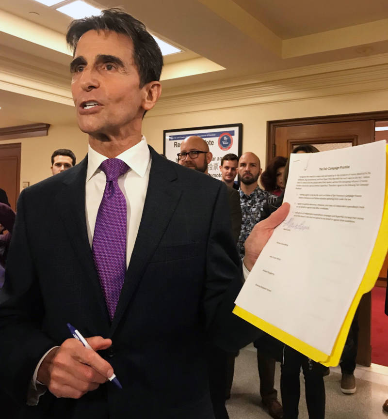 Former state Sen. Mark Leno files his paperwork to run for mayor of San Francisco.