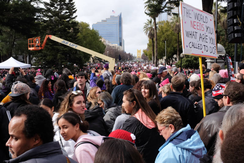 An estimated 20,000 demonstrators marched down the Capitol Mall during the Sacramento Women's March on Saturday, Jan. 21, 2017. The march culminated with a rally on the steps of the Capitol Building, with speakers, musicians and poetry performances.