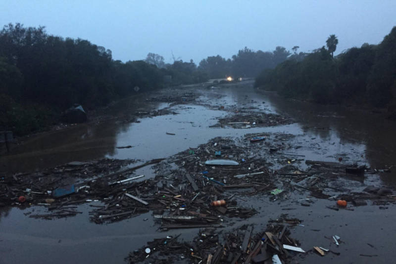 U.S. Highway 101 at Olive Mill Road in Montecito after mudslides in January 2018.