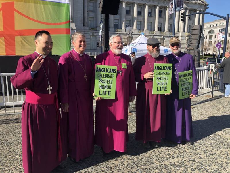 Anglican clergy came from as far away as Atlanta to be a part of the Walk for Life West Coast in San Francisco on Saturday, Jan. 27, 2018.