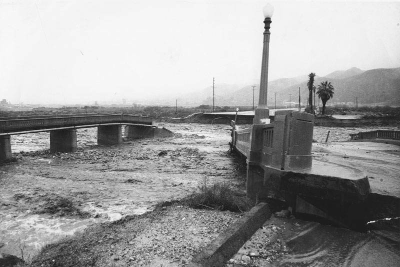 These two Los Angeles bridges collapsed from flood waters in 1969. These two Los Angeles bridges collapsed from flood waters in 1969. 