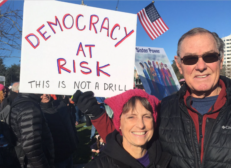 Kay Bargmann, of Brentwood, is at the Oakland Women's March with her husband. She says President Trump is "undermining the free press, undermining the justice system, and doing his best to undermine the investigations."