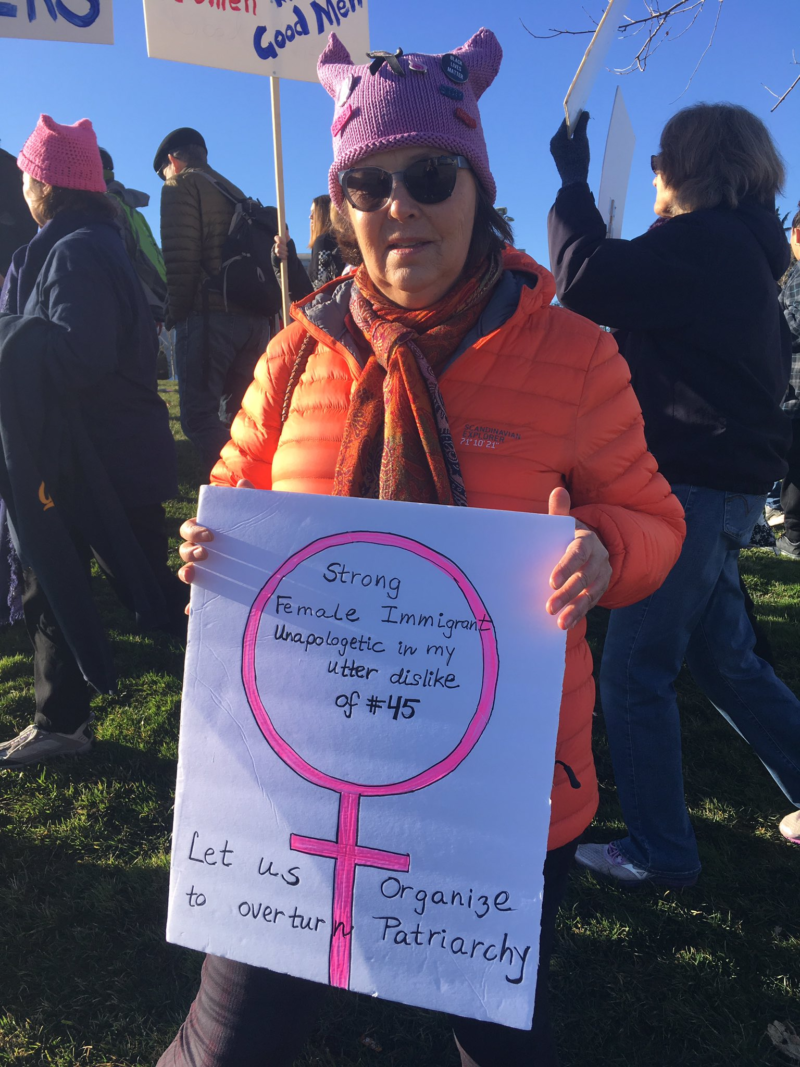 Thorild Urdal is a Norwegian citizen who has lived in Oakland for more than 30 years. Even though she can't vote in American elections she came to the Oakland Women's March because she still has the power to "educate and agitate."