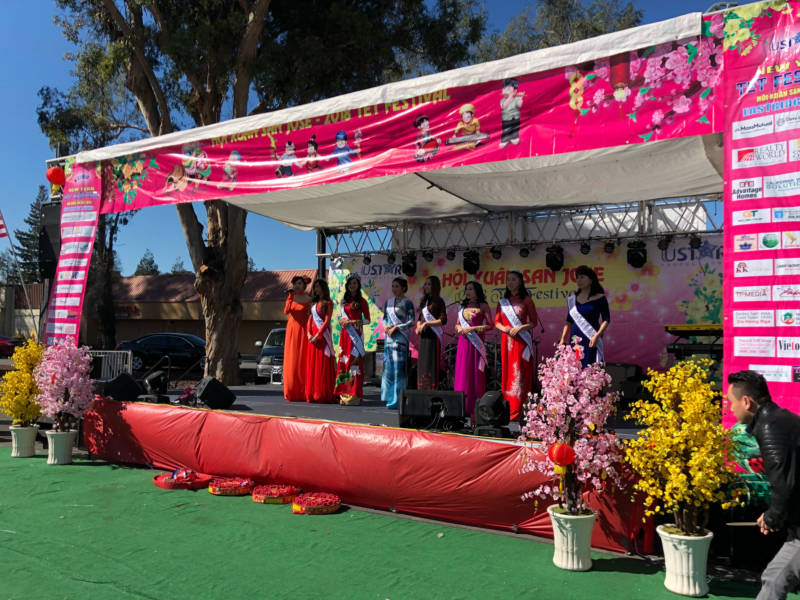 The Miss Vietnam California contestants took to the stage at the Tet Festival. The organization is one of many that came together to put on this free community event. 