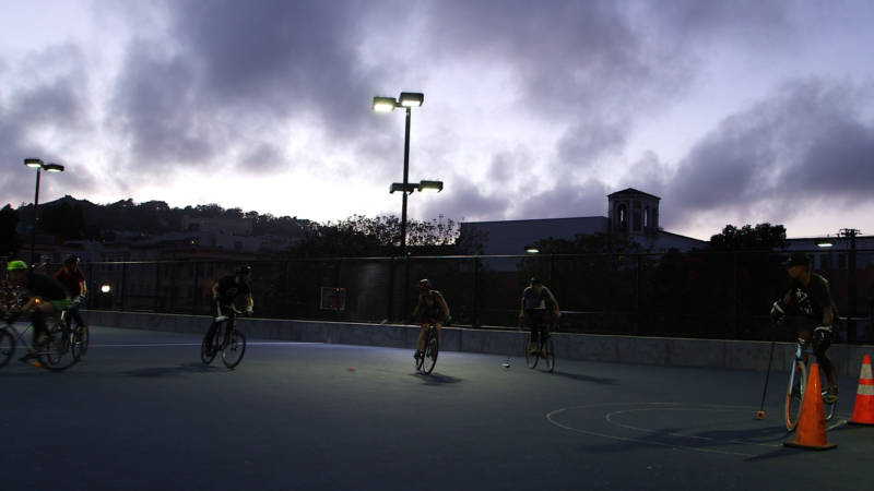 The multiuse court where bike polo is played at Dolores Court opened in 2015.