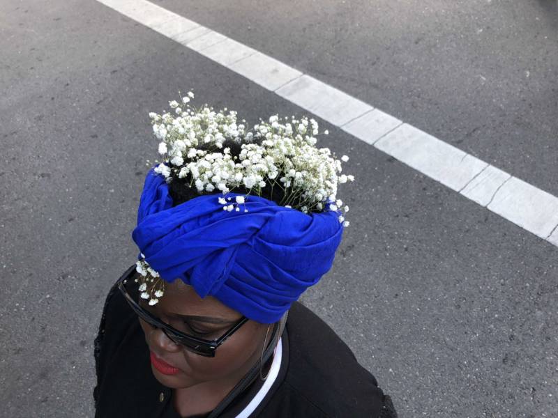 Tamarah Humphrey of San Francisco attends the inaugural Black Joy Parade in Oakland on Sunday.
