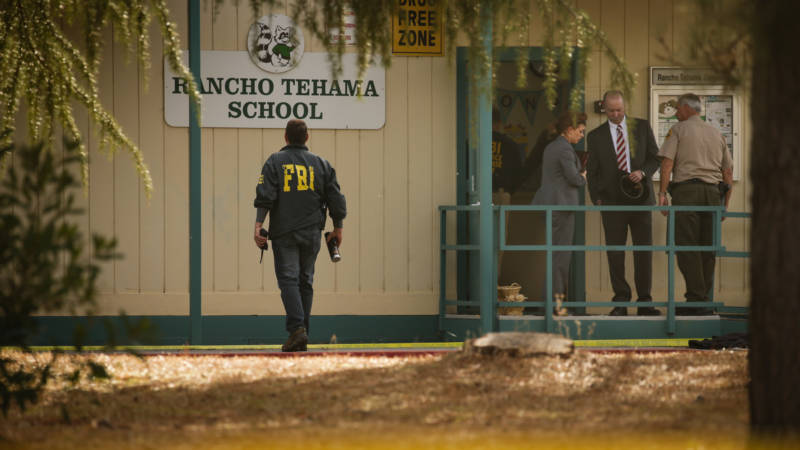 Outside Rancho Tehama Elementary School after the shooting on Nov. 14, 2017.