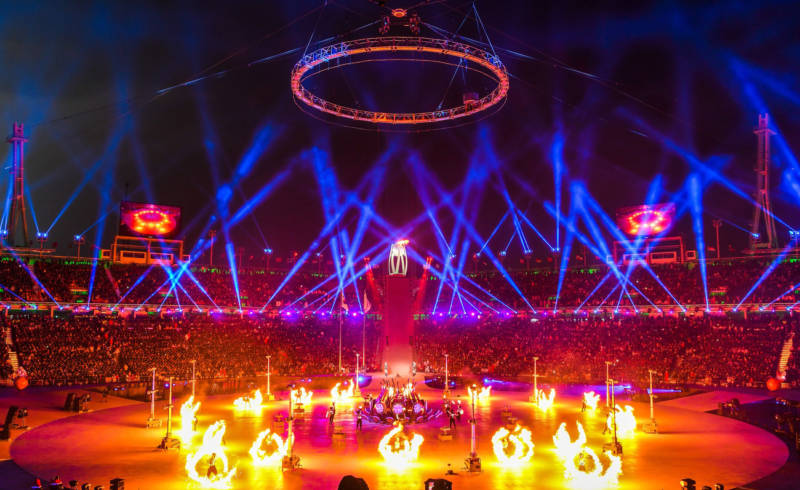 A firework display during the opening ceremony.