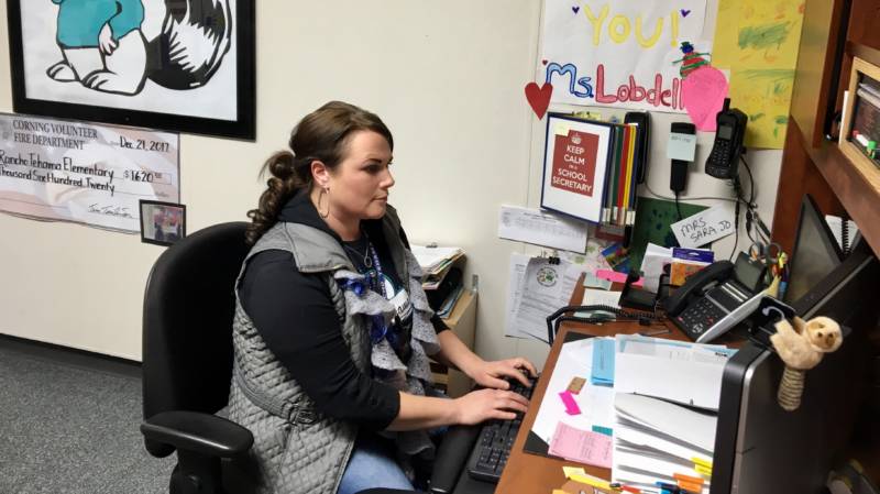 Sarah Lobdell is the secretary at Rancho Tehama Elementary School. When she heard the shots last November, she immediately called for every child and teacher to get inside and go into lock down mode.