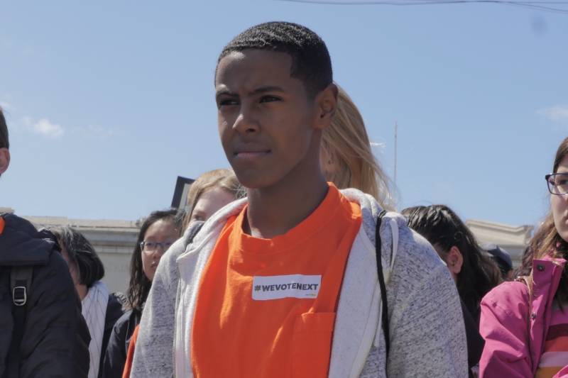 “I’m here because I think it’s insane that I should ever have to question my right to be safe in my city and in my school," said Samuel Gatechew, 15, from Oakland Technical High School. 