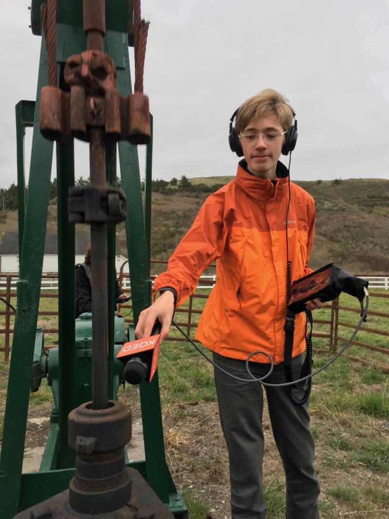 Today, Bay Curious question asker. Tomorrow, Bay Curious reporter? Alden Hughes records the sound of a working pump unit.