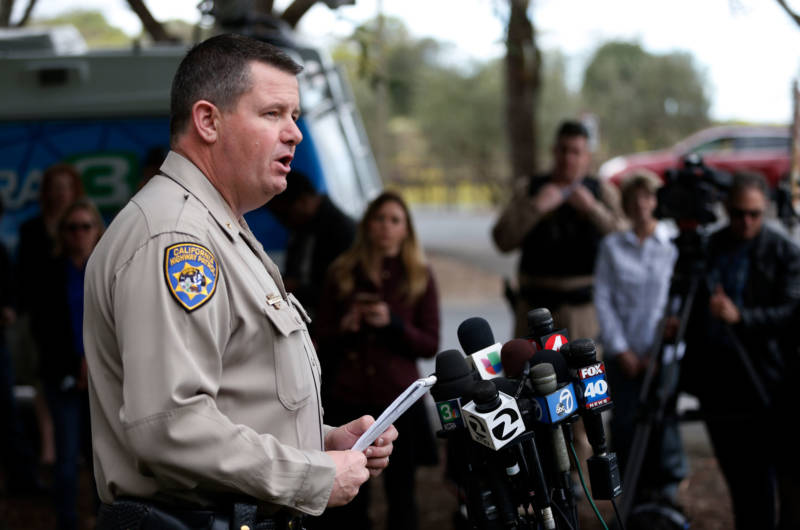 Chris Childs, assistant chief of the California Highway Patrol, speaks at a press conference during an active shooter situation at the Veterans Home of California on March 9, 2018 in Yountville.