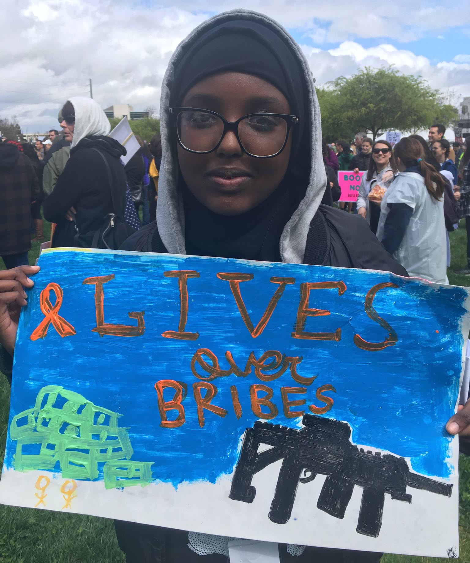 Asmara Farrah is a 7th grader at Grenada Islamic School in Santa Clara, CA and was one of the youngest speakers at the San Jose march.