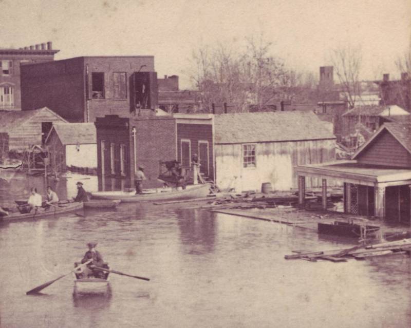 Flood waters inundate Sacramento in 1862. Scientists warn that events like the Great Flood of 1862 could occur every 50 years by the end of this century. 
