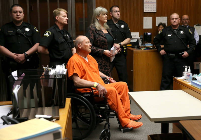 Joseph James DeAngelo, the suspected 'Golden State Killer', appears in court for his arraignment on April 27, 2018 in Sacramento.