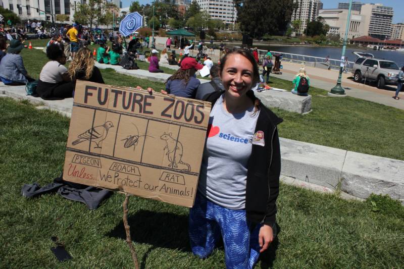Emily Stanford of Oakland says she just finished her Bachelor of Science degree and hopes to work in the field. She says the U.S. is not paying enough attention to science.