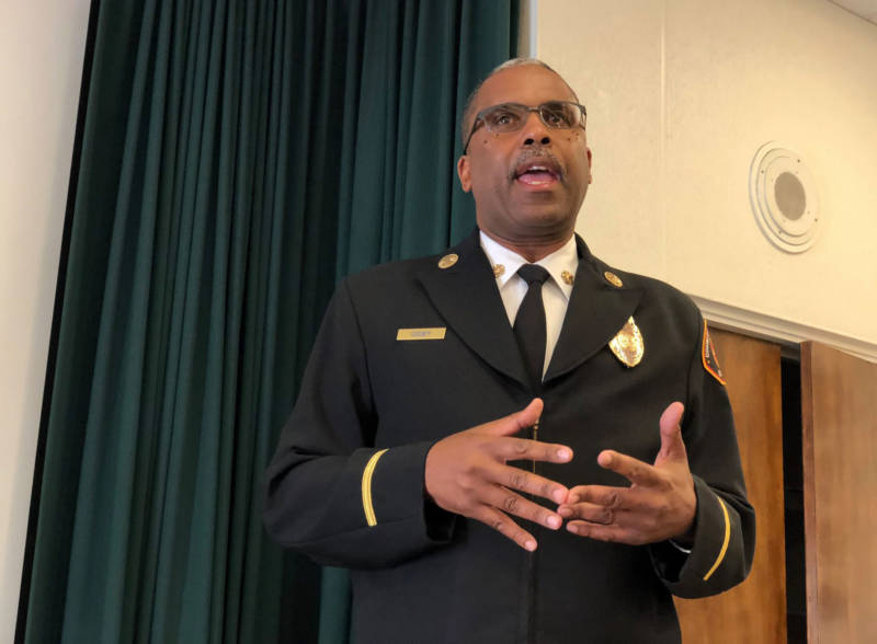 Fire Chief Daryl Osby speaks to the graduates of the prep academy, telling them they are doing “the right thing” by exploring a career in firefighting.