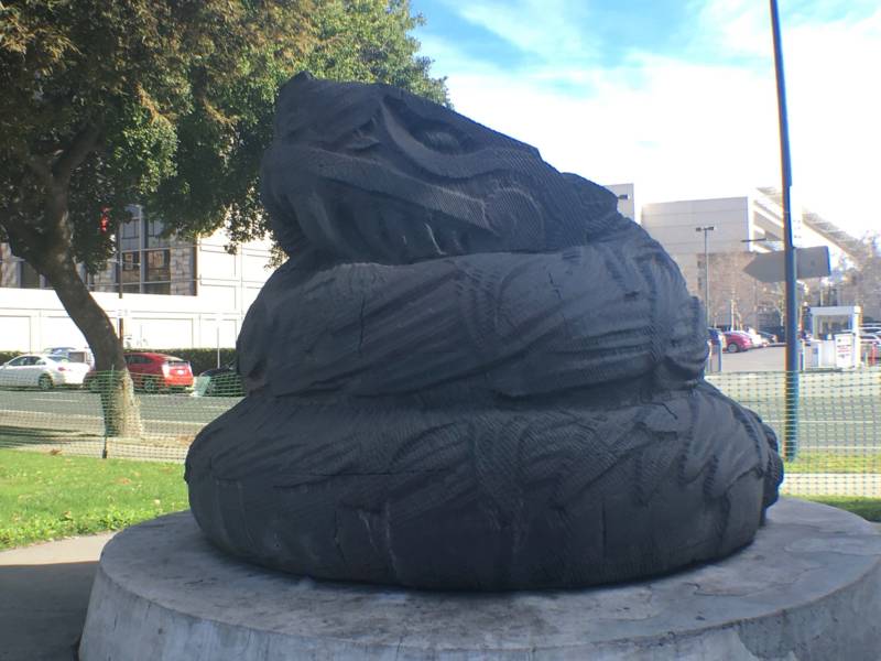 "Quetzalcoatl" by Robert Graham in San Jose's Plaza de Cesar Chavez. The Aztec god is often depicted as a coiled snake, but people of all ages complain the sculpture looks like something else, something scatological in nature.