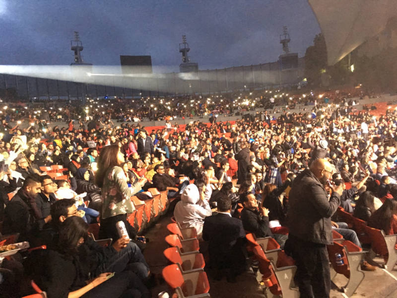 The crowd of 13,000 raises lighters and phones during heartthrob Armaan Malik's performance during night one of the Gaana Music Festival in Mountain View. The festival billed itself as the largest Indian music festival ever in the U.S.