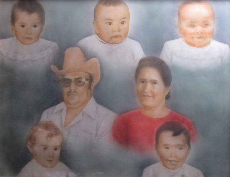 A baby portrait of Maria Mendoza (upper left) and her family in Hidalgo, Mexico. Mendoza left home at age 14 and put herself through school in Mexico City. "I raised myself," she said.
