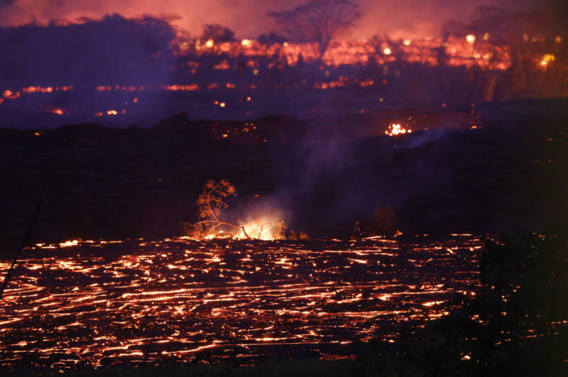 Lava flows from a fissure in Kapoho on Saturday.