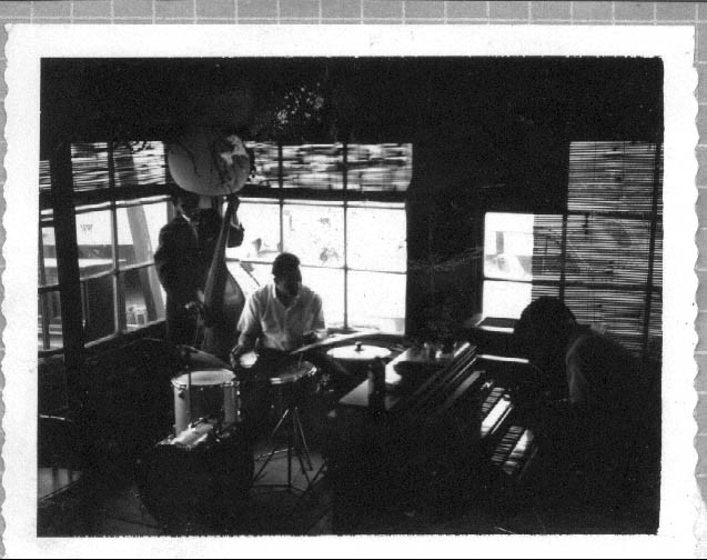 One of the first jam sessions inside Douglas' cottage in Half Moon Bay in the late 1950s, featuring Pat Britt and his band.