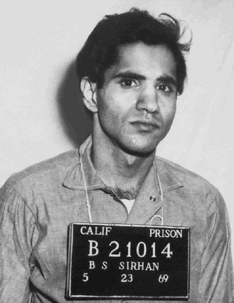 Sirhan Sirhan was convicted of murdering Robert F. Kennedy in 1968. He is serving a life sentence in prison.