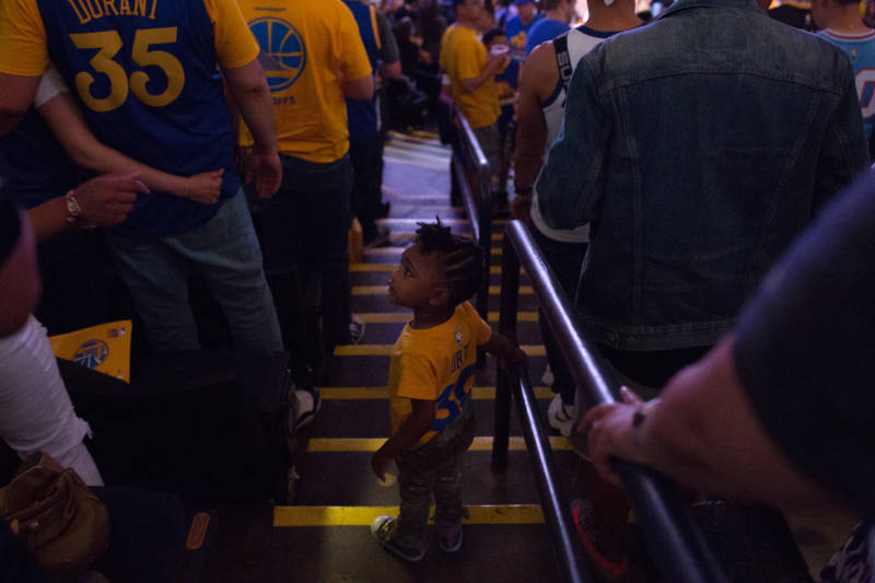 Fans young and old watched the Warriors win their third NBA title in four years.