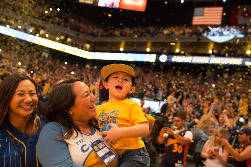 Fans young and old celebrated together at Oracle Arena in Oakland as the Warriors capped off their third NBA title in four years.