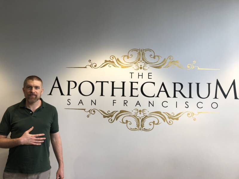 Eliot Dobris poses at The Apothecarium store in The Castro, San Francisco.