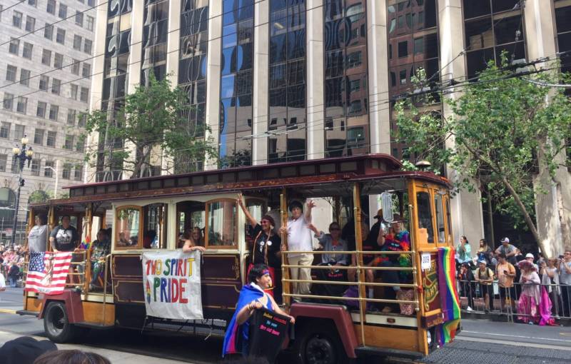 The Bay Area American Indian Two Spirits float at the San Francisco Pride parade.