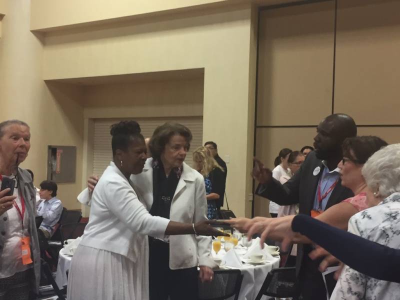 U.S. Sen. Dianne Feinstein held a party unity breakfast at the California Democrat Executive Board Meeting. 