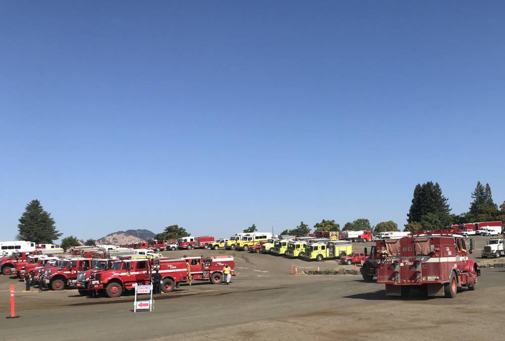 Fire Trucks at the Incident Command Post in Ukiah