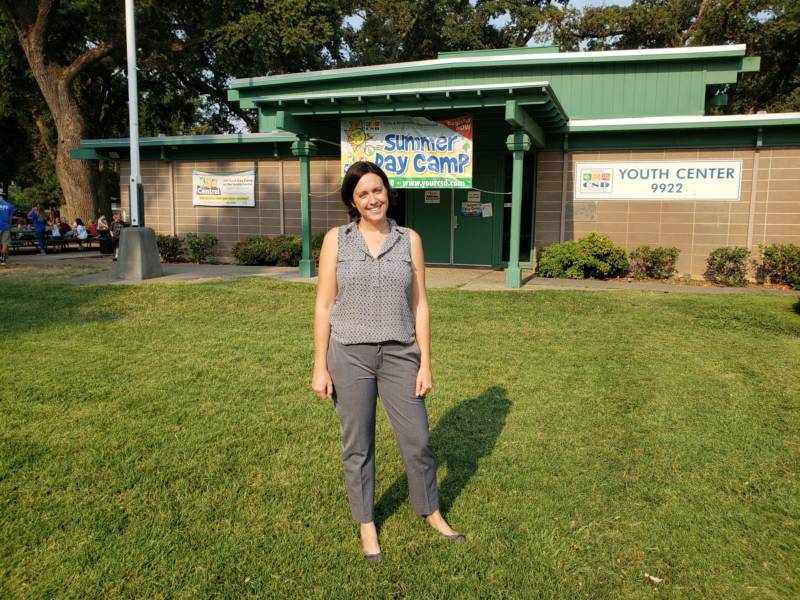 Candidate Jaclyn Moreno stands in Elk Grove Regional Park in Elk Grove, CA.