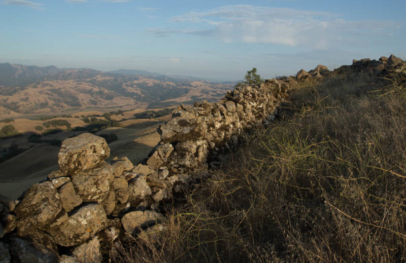 Segments of stone walls, like these on Monument Peak, in Ed Levin County Park near Milpitas, can be found throughout the hills of the East Bay.