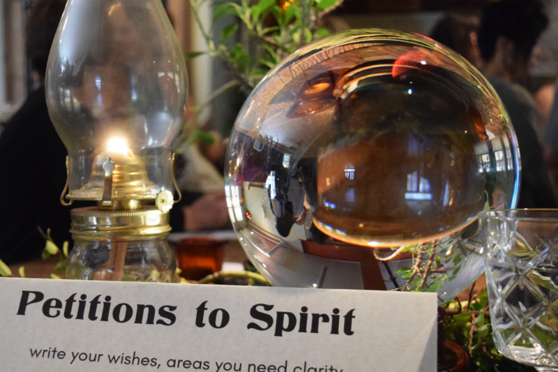 A display with crystal ball at the annual San Francisco Psychic Fair.