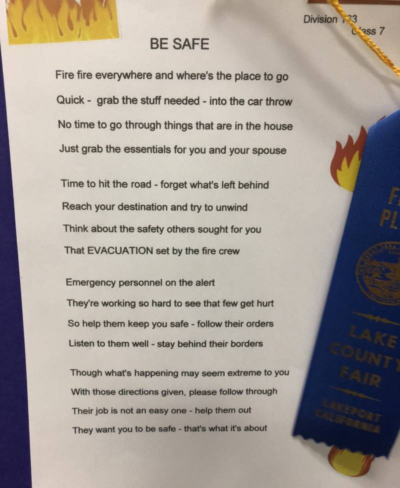 One of the winning poems at the Lake County Fair dealt with a very familiar theme for residents — wildfire.
