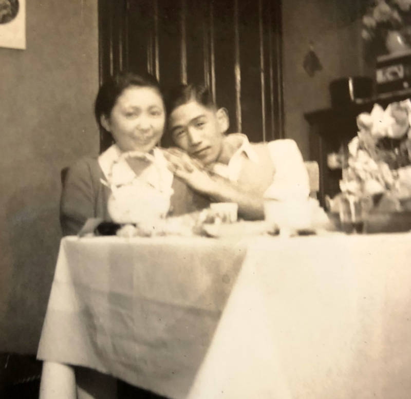 Sonia’s grandparents Toshiko Nakamura (L) and Naoki (R), in their San Francisco apartment on Union St, 1937.
