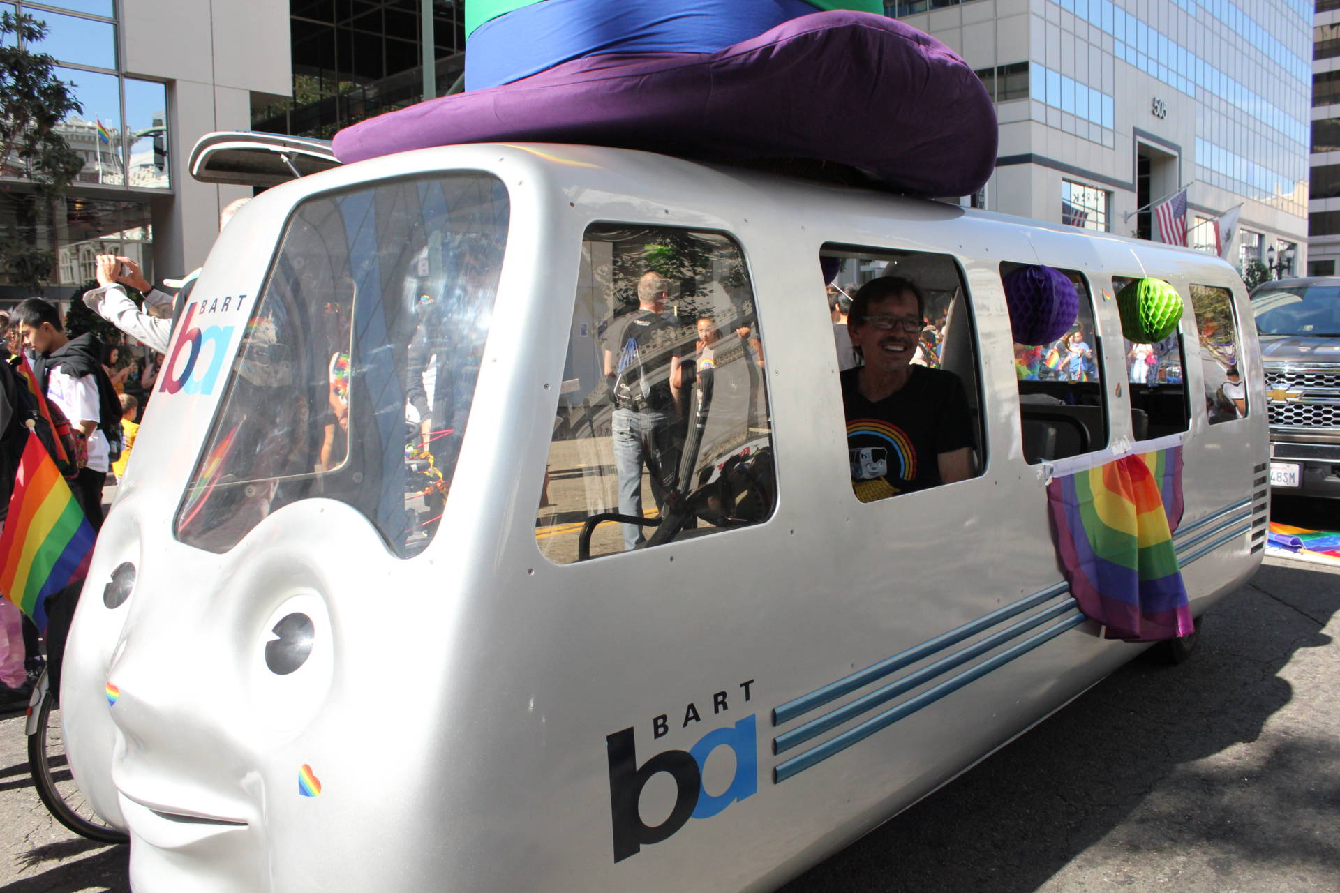 BART Board President Robert Raburn says it's going to be a tough budget year for BART, but he "twisted arms" to make sure the BARTmobile could take part in Oakland Pride on Sunday.